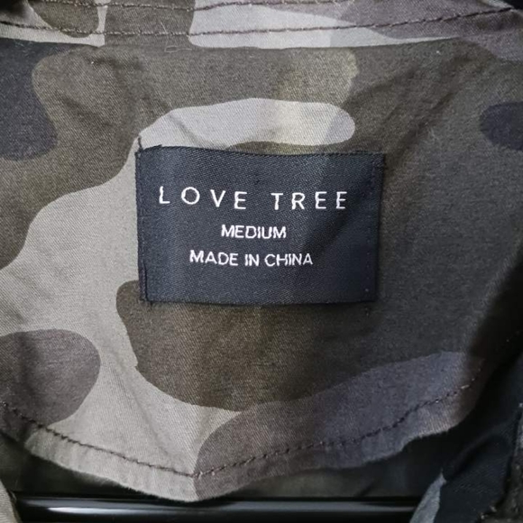 Love Tree Women's Cargo Jacket Camouflage Military Size Medium Green Zipper Up - Picture 9 of 11